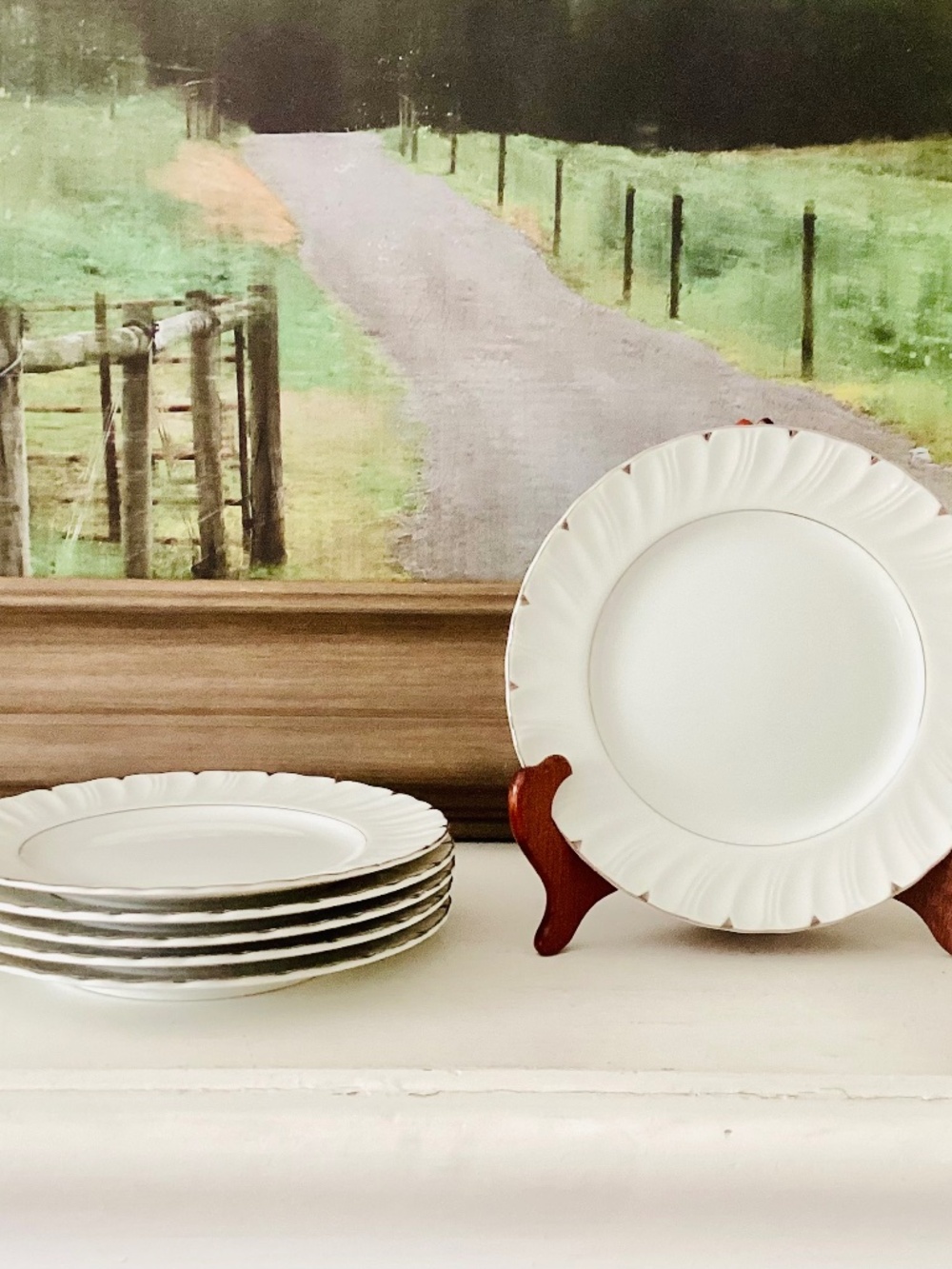 Harmony House Fine China Heirloom 7” Salad Plates 3512 Set of 6 Japan Platinum